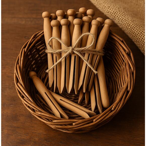 Vintage Wooden Clothespins Lot Rustic Farmhouse Laundry Decor Crafts 30+ pieces - Picture 2 of 3